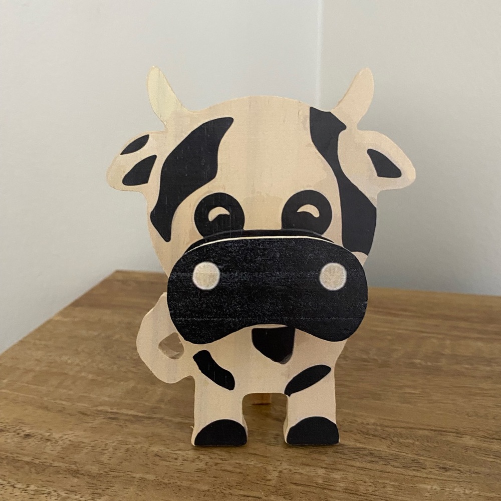 Cute Wooden Cow glasses holder